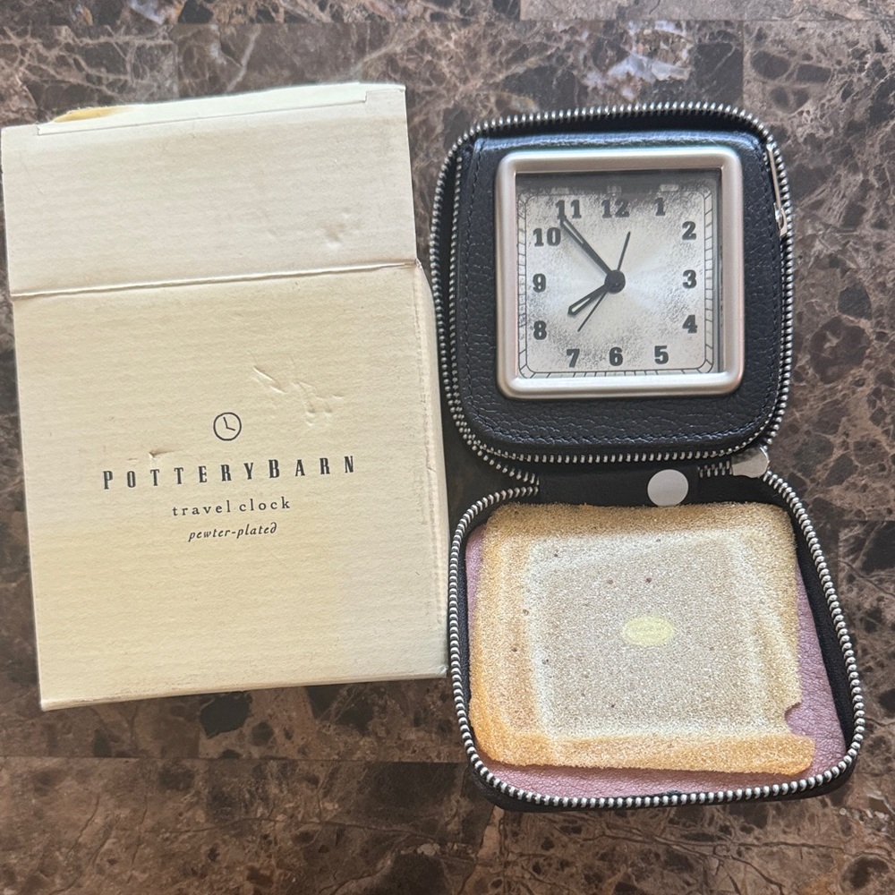 Pottery Barn Black and Silver Travel Clock